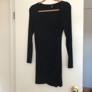 Body con long sleeve v neck dress